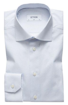 Eton Slim Fit Dot Print Dress Shirt in Lt Blue at Nordstrom, Size 15.5