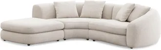 Castlery Fable Single Arm Sectional Sofa Left Facing Customized, Performance Linen Weave, Light Grey, Spill Resistant, Ultra Deep Seats for Castlery
