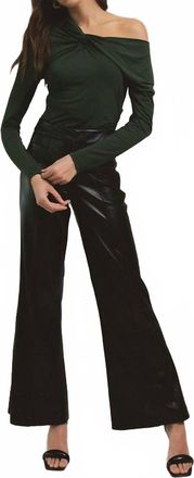 Elan Faux Leather High Waist Flare Pants In Black