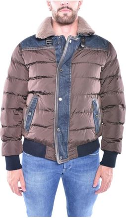 Moorer Gewatteerde Hybride Bomberjas in Denim - Heren - Winterjassen - Bruin - S - Denim - Jassen