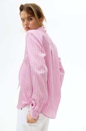 H&M Scarf-collar Shirt in Pink/striped at Nordstrom, Size X-Small