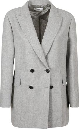 Saulina Milano Anita Double-Breasted Blazer - Dames - Blazers - Grijs - L - Wol - Jassen
