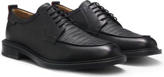 HUGO BOSS Derby shoes in leather with straw-print vamp