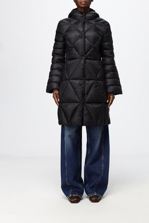 Fay Long Quilted Nylon Puffer Coat with Hood and Concealed Fastening