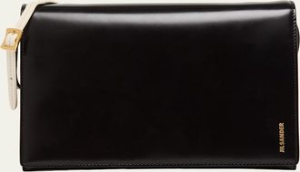 Jil Sander File Small Glossy Leather Shoulder Bag
