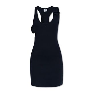 Courr&egrave;ges Ribgebreide Jurk met Bandjes - Dames - Korte kleedjes - Blauw - M - Katoen - Kleedjes