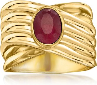 Ross-Simons Ruby Crisscross Ring in 18kt Gold Over Sterling