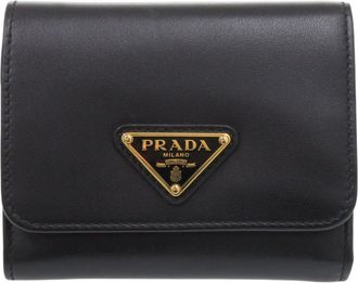 Prada Black Saffiano Triangle Wallet (Tri-Fold) (Pre-Owned)