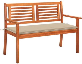 vidaXL Vidaxl - Banco De Jard&iacute;n 2 Plazas Madera Maciza Eucalipto Y Coj&iacute;n 120 Cm