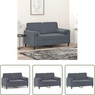 vidaXL Divano in velluto - Divano a 2 Posti con Cuscini Grigio Scuro 120 cm in Velluto