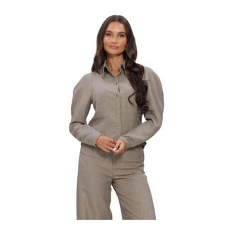 Ruby Tuesday Ciriss Fitted Balloon Sleeve Blouse - Dames - Blouses & Shirts - Beige - Maat: XL Leer