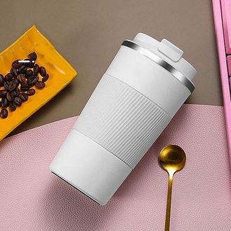 OEM Taza Caf&eacute; Acero Inoxidable Aislamiento Vac&iacute;o Bebidas Fr&iacute;as Calientes, Taza Viaje Doble Pared Tapa Prueba Fugas Hombres Mujeres (blanco), 380 Ml