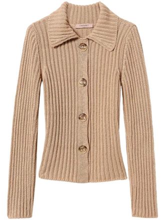 Twin-Set Oval T buttons cardigan - women - Cotton - L - Neutrals