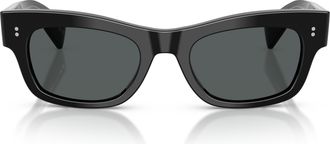 Oliver Peoples Bold Rectangular Acetate Sunglasses With Metallic Accents
