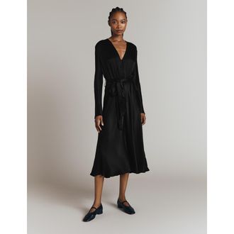 Ghost London Meryl Satin Midi Dress in Black at Nordstrom, Size 14