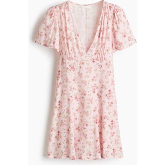H&M Flared-skirt Viscose Dress in Light Pink/floral at Nordstrom, Size Xx-Large