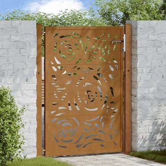 vidaXL Puerta De Jard&iacute;n Dise&ntilde;o Llama Acero Desgastado 105x130 Cm Vidaxl