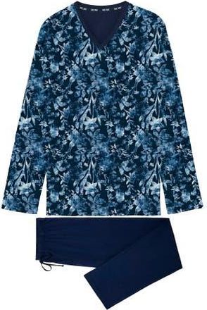 HOM Compiegne Long Pajama Set in Navy Print at Nordstrom, Size Xx-Large