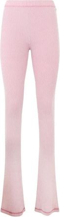 GCDS Ribbed Knit Flared Broeken - Dames - Wijde Broeken - Paars - 2XS - Nylon - Broeken