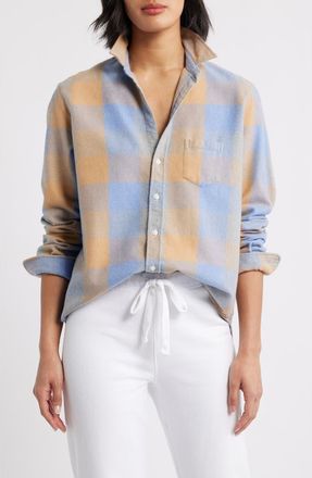 Frank & Eileen Eileen Relaxed Button-Up Shirt in Large Blue Camel Check at Nordstrom, Size X-Small