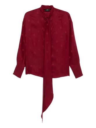 Etro dotted-print tie-neck blouse - Red