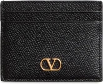 Valentino Garavani Zwarte Pebble Leren Portemonnee met VLogo - Dames - Portefeuilles - Zwart - ONE Size - Leer - Accessoires