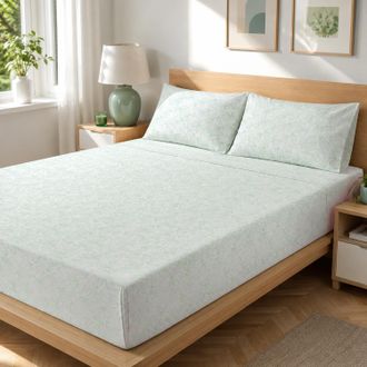 KASANOVA Completo letto matrimoniale policotone foglie verde