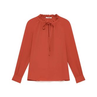 Maliparmi Maliparmi, Overhemden, Dames, Oranje, XL, Vloeiend Cr&ecirc;pe Shirt