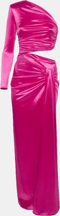 Elisabetta Franchi Pink Satin Draped Cut Out Maxi Dress