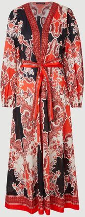 Karen Millen Womens Scarf Mirrored Print Cotton Voile Beach Maxi Dress - Red - Size X-Small