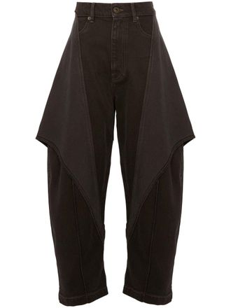 J.W.Anderson cropped sculptural jeans - women - Cotton - 26 - Grey