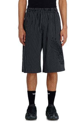 Diesel Pinstripe shorts with Phoenix embroidery - Shorts - Man - Black