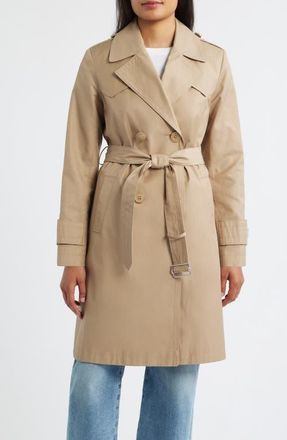 Via Spiga Water Resistant Cotton Blend Trench Coat in Sand at Nordstrom, Size Xx-Large