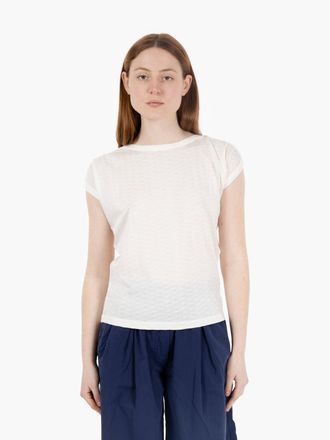 Sessun T-Shirt Sixto jacquard fleur de sel bianco