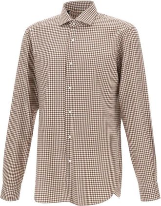 Barba Shirts Brown - Heren - Casual Overhemden - Bruin - M - Katoen - Overhemden