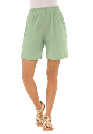 Roaman's Plus Size Soft Knit Pull-On Short in Green Mint at Nordstrom, Size Large
