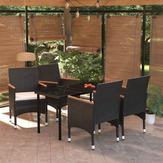 vidaXL Juego De Comedor De Jard&iacute;n 5 Piezas Con Cojines Negro Vidaxl