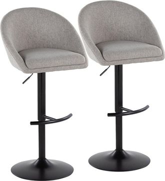 LumiSource LumiSource Set of 2 Matisse Highback Contemporary Adjustable Bar Stools with Footrest