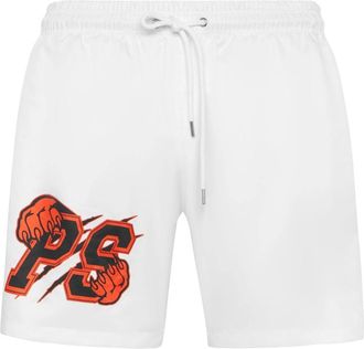 Plein Sport Badmode, Heren, Wit, L, Polyester, Zwemshorts