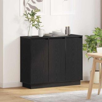 vidaXL Sideboard vidaXL con LED in rovere nero 90x32x75 cm in legno ingegnerizzato