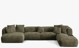 MICADONI Modulares Design Panorama Sofa Martina - Cordbezug Moosgr&uuml;n