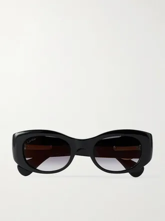 Cartier Occhiali Da Sole In Acetato Con Montatura Ovale Panthère Classic - Nero