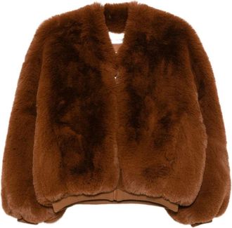 Frankie Shop Giacca Senna in ecopelliccia senza colletto - - Jackets - Donna - Marrone - S