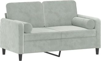 vidaXL Sofá de 2 plazas con cojines terciopelo gris claro 120 cm Vidaxl