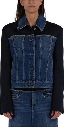 Stella McCartney Jassen, Dames, Blauw, S, Denim, Denim jas met puntkraag