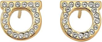 Ferragamo Golden Crystal Stud Earrings