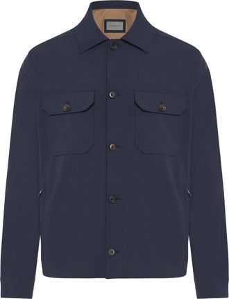 Corneliani Deep Blue Structured Boxy Silhouette Jacket