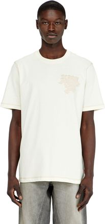 Diesel Regular T-shirt with embroidered patch - T-Shirts - Man - White
