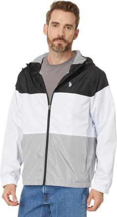 U.S.Polo Association U. S. Polo Assn. Windbreaker Jacket Mens Black Full Zip Hooded FROG744