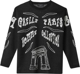 Gaëlle Paris Truien & Vesten, Heren, Zwart, XL, Katoen, Oversized Jacquard Bat Shirt